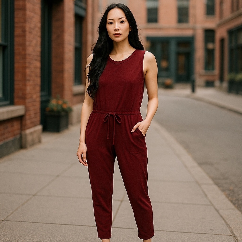 Unbranded burgundy jumpsuit. Size Small.